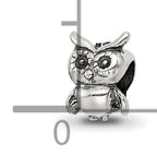 Sterling Silver 925 Owl Bead for Kids with Antiqued Finish