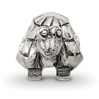Sterling Silver 925 Kids Turtle Bead with Antiqued Finish Solid Design