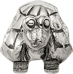 Sterling Silver 925 Kids Turtle Bead with Antiqued Finish Solid Design