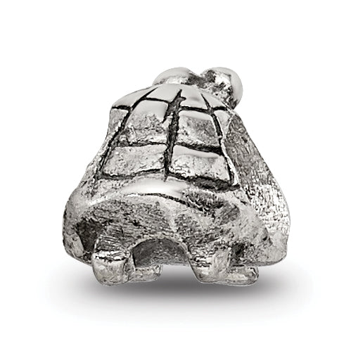 Sterling Silver 925 Kids Turtle Bead with Antiqued Finish Solid Design