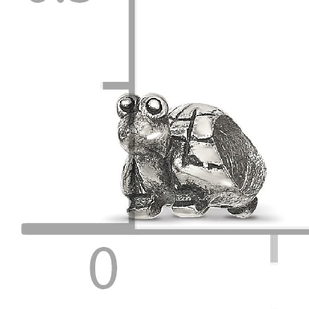 Sterling Silver 925 Kids Turtle Bead with Antiqued Finish Solid Design