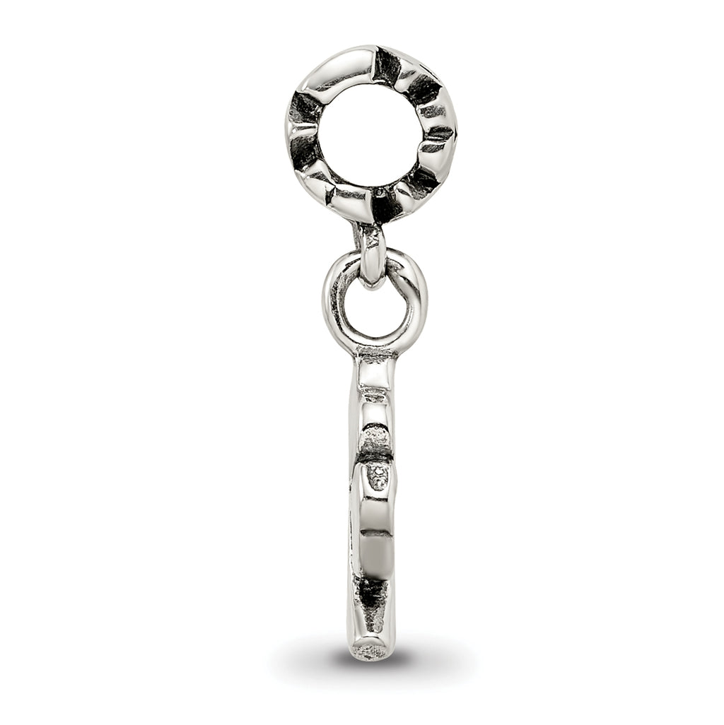 Sterling Silver Kids 4-Leaf Clover Dangle Bead with Antiqued Finish