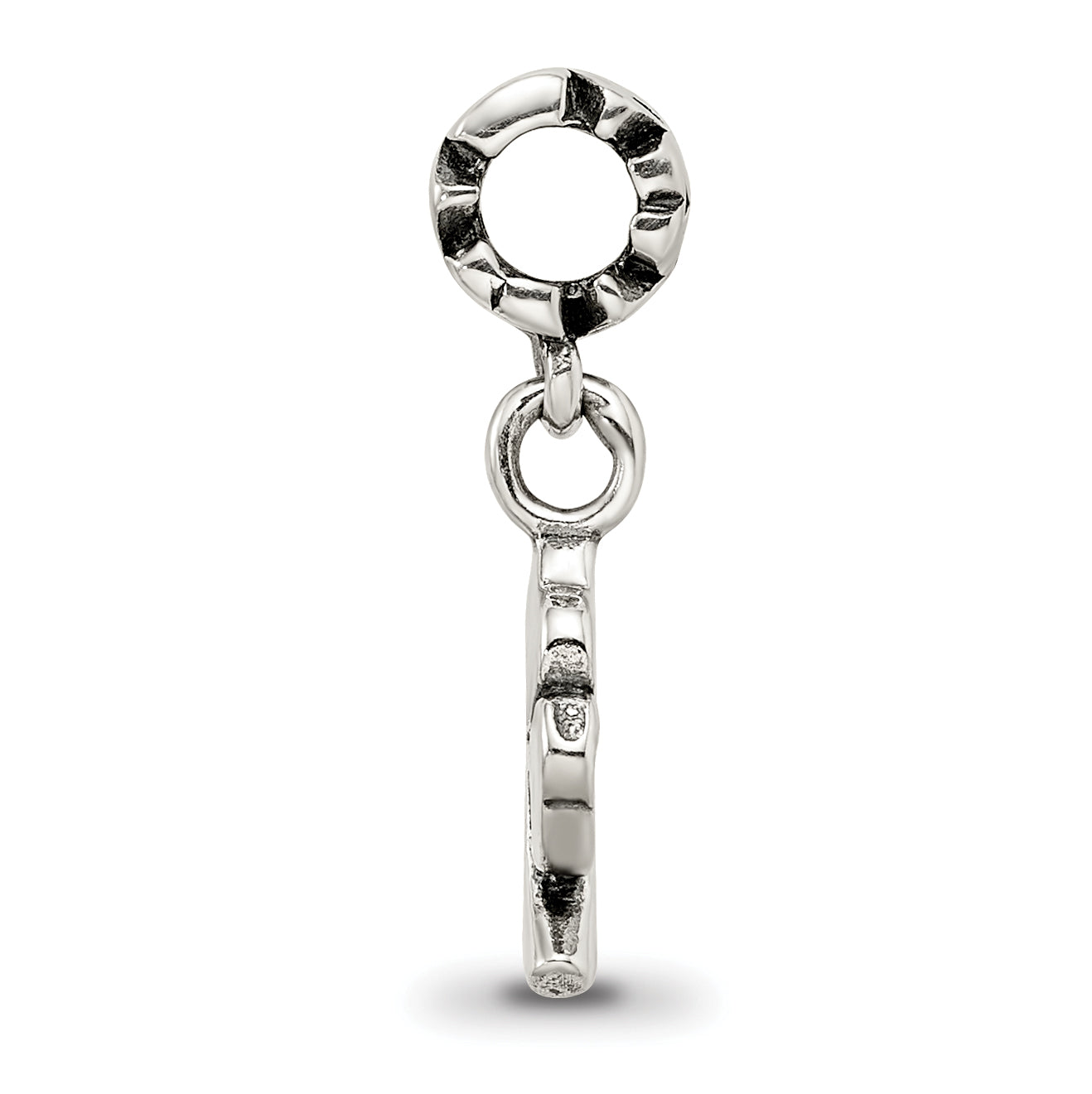 Sterling Silver Kids 4-Leaf Clover Dangle Bead with Antiqued Finish