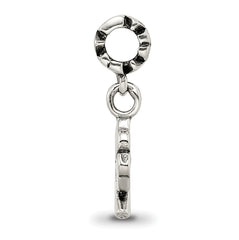 Sterling Silver Kids 4-Leaf Clover Dangle Bead with Antiqued Finish