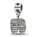 Sterling Silver Kids Flip Flops Bead with Antiqued Finish Solid Charm