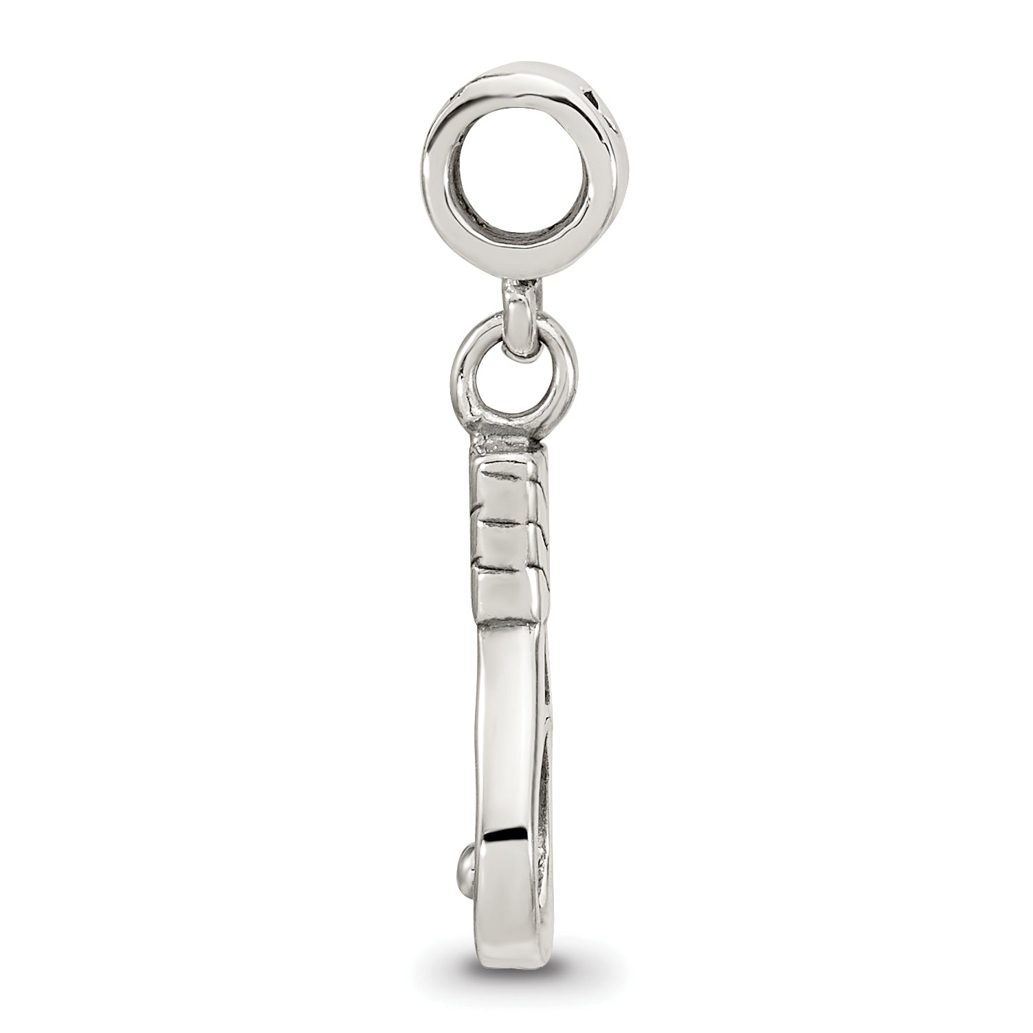 Sterling Silver 925 Kids Tennis Racket Bead Antiqued Finish Solid Charm