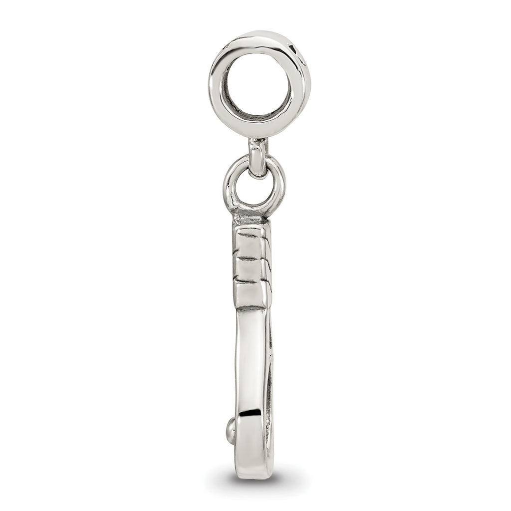Sterling Silver 925 Kids Tennis Racket Bead Antiqued Finish Solid Charm