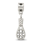 Sterling Silver 925 Kids Tennis Racket Bead Antiqued Finish Solid Charm
