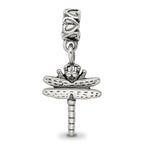 Sterling Silver 925 Dragonfly Kids Dangle Bead with Antiqued Finish