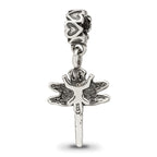 Sterling Silver 925 Dragonfly Kids Dangle Bead with Antiqued Finish