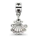 Sterling Silver Kid's Fan Dangle Bead with Antiqued Finish  Elegant and Timeless