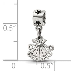 Sterling Silver Kid's Fan Dangle Bead with Antiqued Finish  Elegant and Timeless
