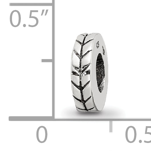 Sterling Silver 925 Notched Spacer Bead with Antiqued Finish Solid Design