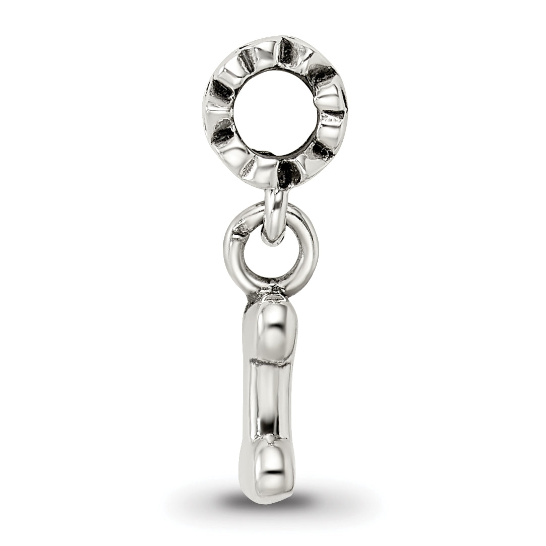 Sterling Silver 925 Dog Bone Dangle Bead for Kids with Antiqued Finish Secondary image