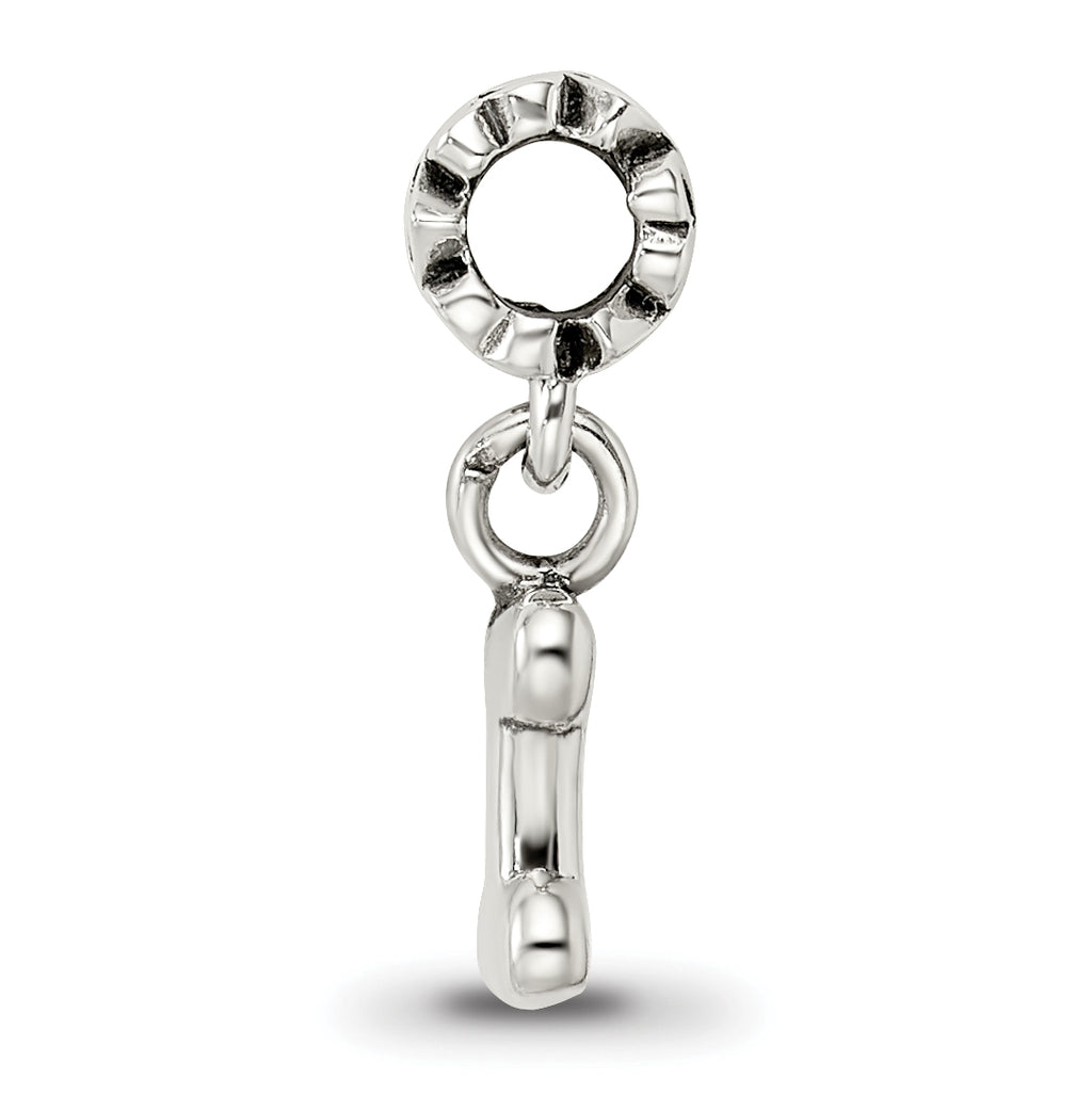 Sterling Silver 925 Dog Bone Dangle Bead for Kids with Antiqued Finish