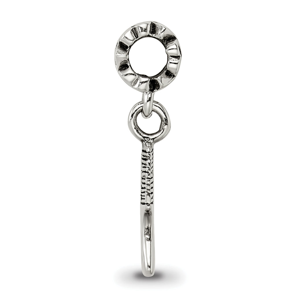 Sterling Silver 925 Kids Comb Dangle Bead with Antiqued Finish
