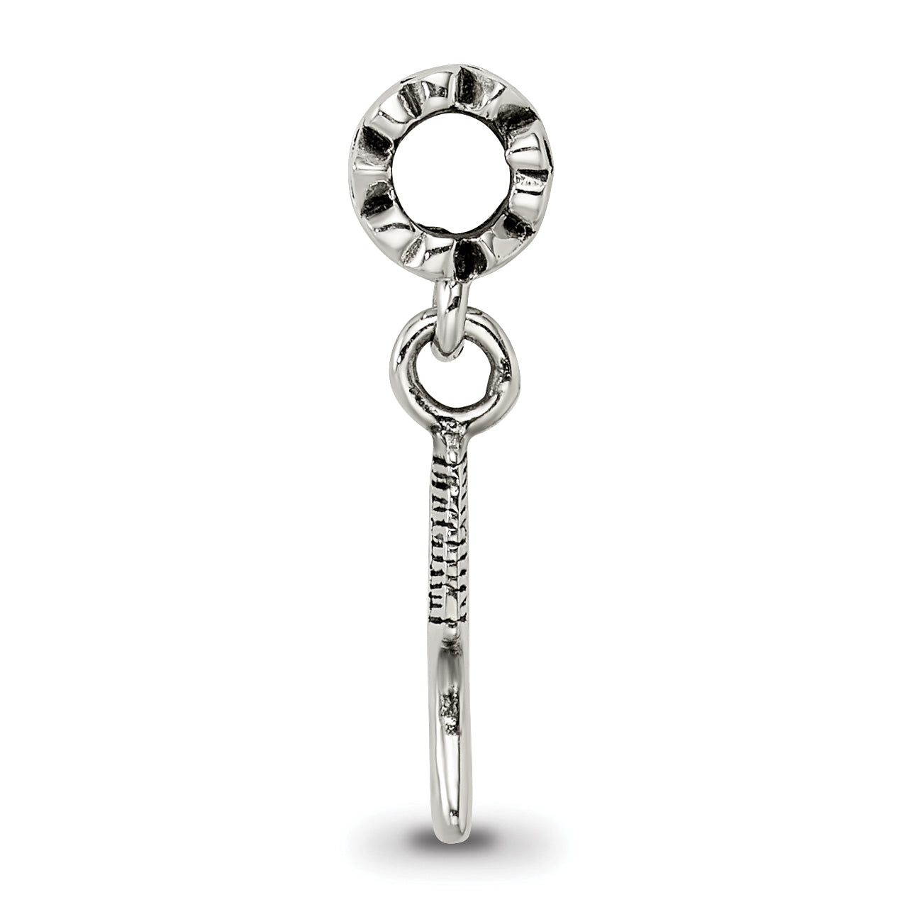 Sterling Silver 925 Kids Comb Dangle Bead with Antiqued Finish