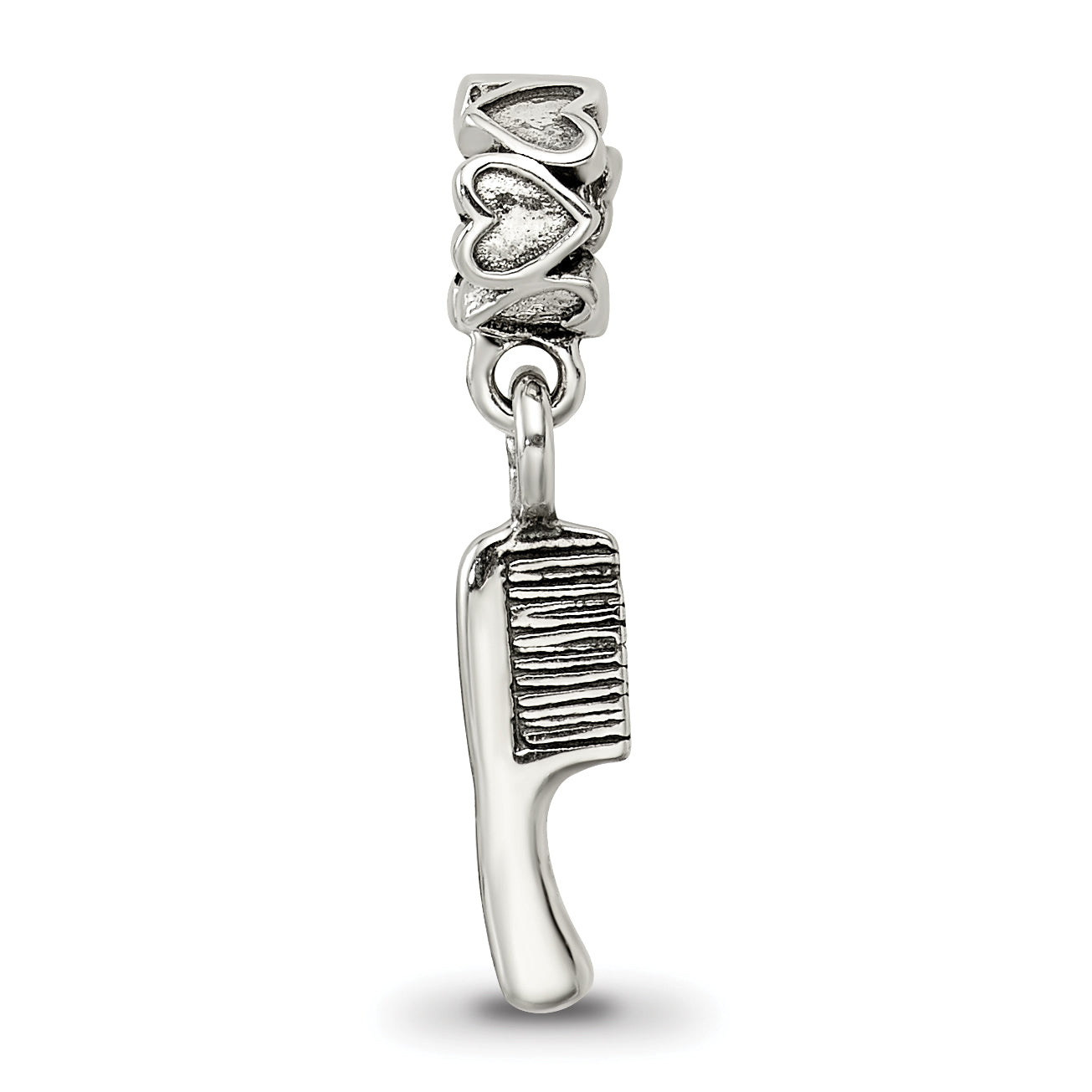 Sterling Silver 925 Kids Comb Dangle Bead with Antiqued Finish