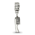 Sterling Silver 925 Kids Comb Dangle Bead with Antiqued Finish