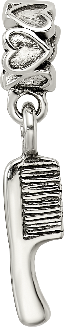 Sterling Silver 925 Kids Comb Dangle Bead with Antiqued Finish