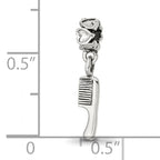 Sterling Silver 925 Kids Comb Dangle Bead with Antiqued Finish
