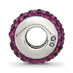 Sterling Silver 925 Antiqued Bead with February Purple Crystal Gem