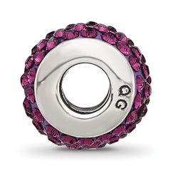 Sterling Silver 925 Antiqued Bead with February Purple Crystal Gem