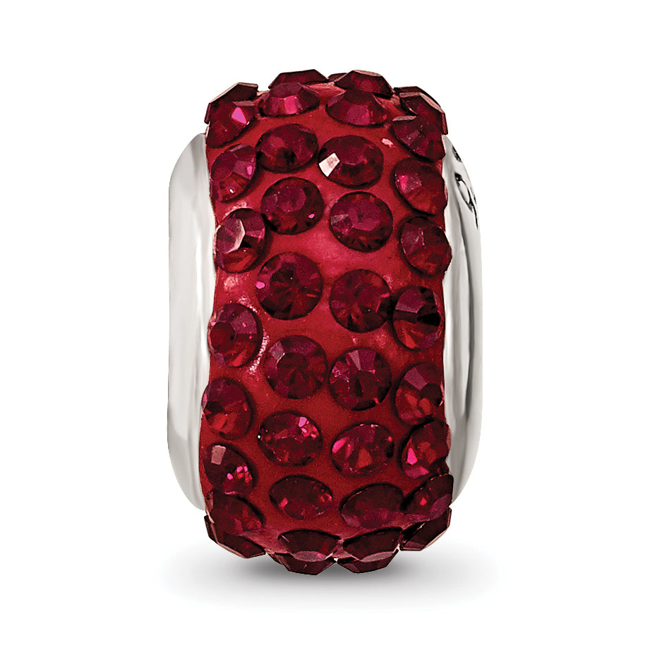Sterling Silver January Red Crystal Bead with Antiqued Finish