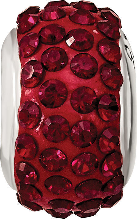 Sterling Silver January Red Crystal Bead with Antiqued Finish