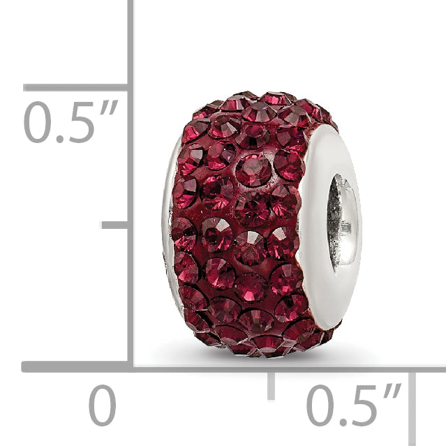Sterling Silver 925 Red Crystal Bead with Antiqued Finish  Elegant June Birthstone