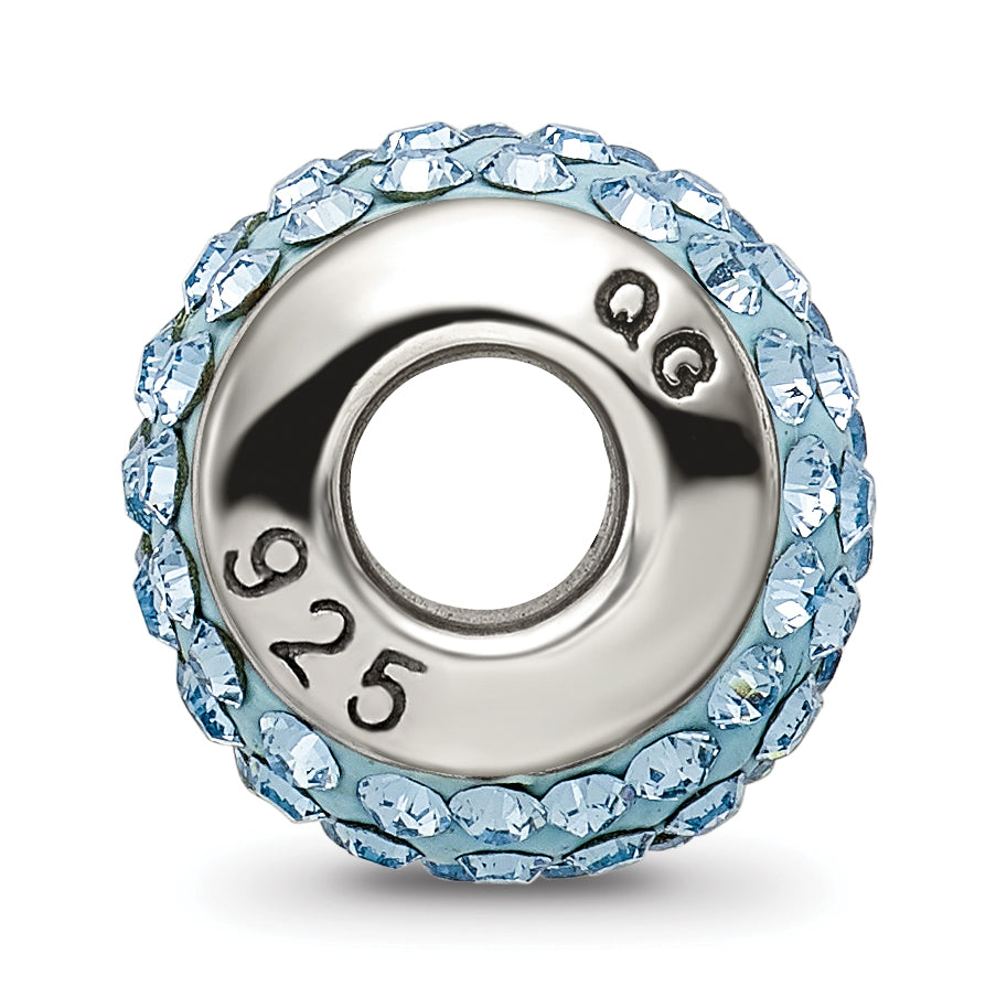 Sterling Silver March Birthstone Bead with Light Blue Crystal Antiqued Finish Secondary image