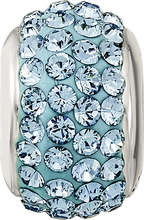 Sterling Silver March Birthstone Bead with Light Blue Crystal Antiqued Finish
