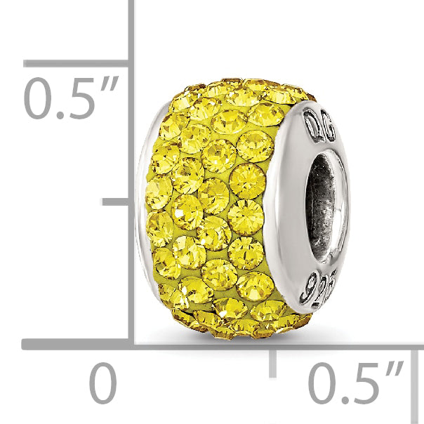 Sterling Silver 925 Yellow Crystal Bead with Antiqued Finish Statement Piece