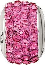 Sterling Silver 925 Pink Crystal Bead with Antiqued Finish Elegant Solid Design