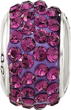 Sterling Silver 925 Antiqued Bead with February Purple Crystal Gem