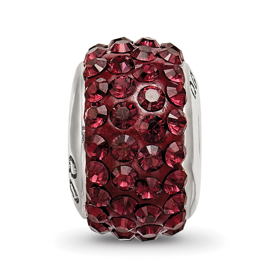 Sterling Silver 925 Red Crystal Bead with Antiqued Finish  Elegant June Birthstone