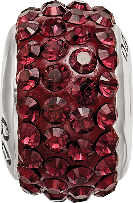 Sterling Silver 925 Red Crystal Bead with Antiqued Finish  Elegant June Birthstone