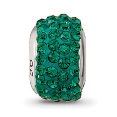 Sterling Silver 925 Green Crystal Bead with Antiqued Finish Solid Charm