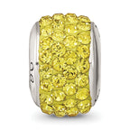 Sterling Silver 925 Yellow Crystal Bead with Antiqued Finish Statement Piece
