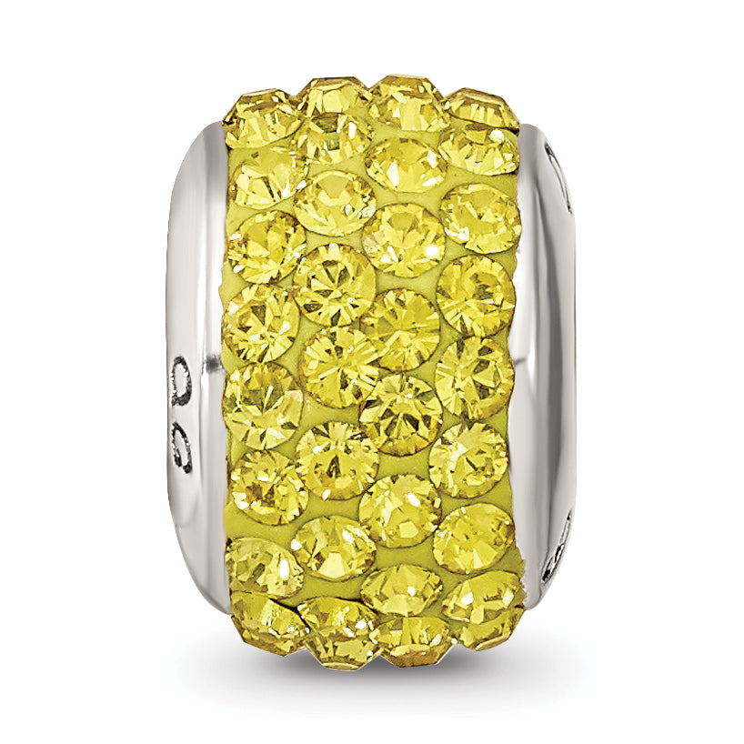Sterling Silver 925 Yellow Crystal Bead with Antiqued Finish Statement Piece