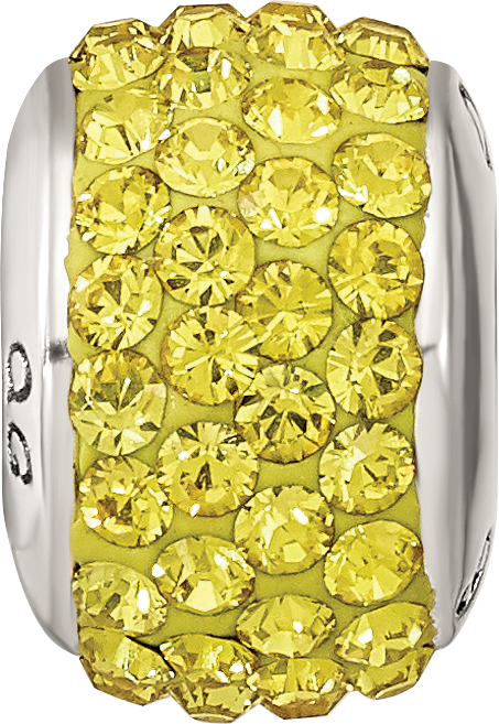 Sterling Silver 925 Yellow Crystal Bead with Antiqued Finish Statement Piece