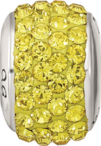 Sterling Silver 925 Yellow Crystal Bead with Antiqued Finish Statement Piece