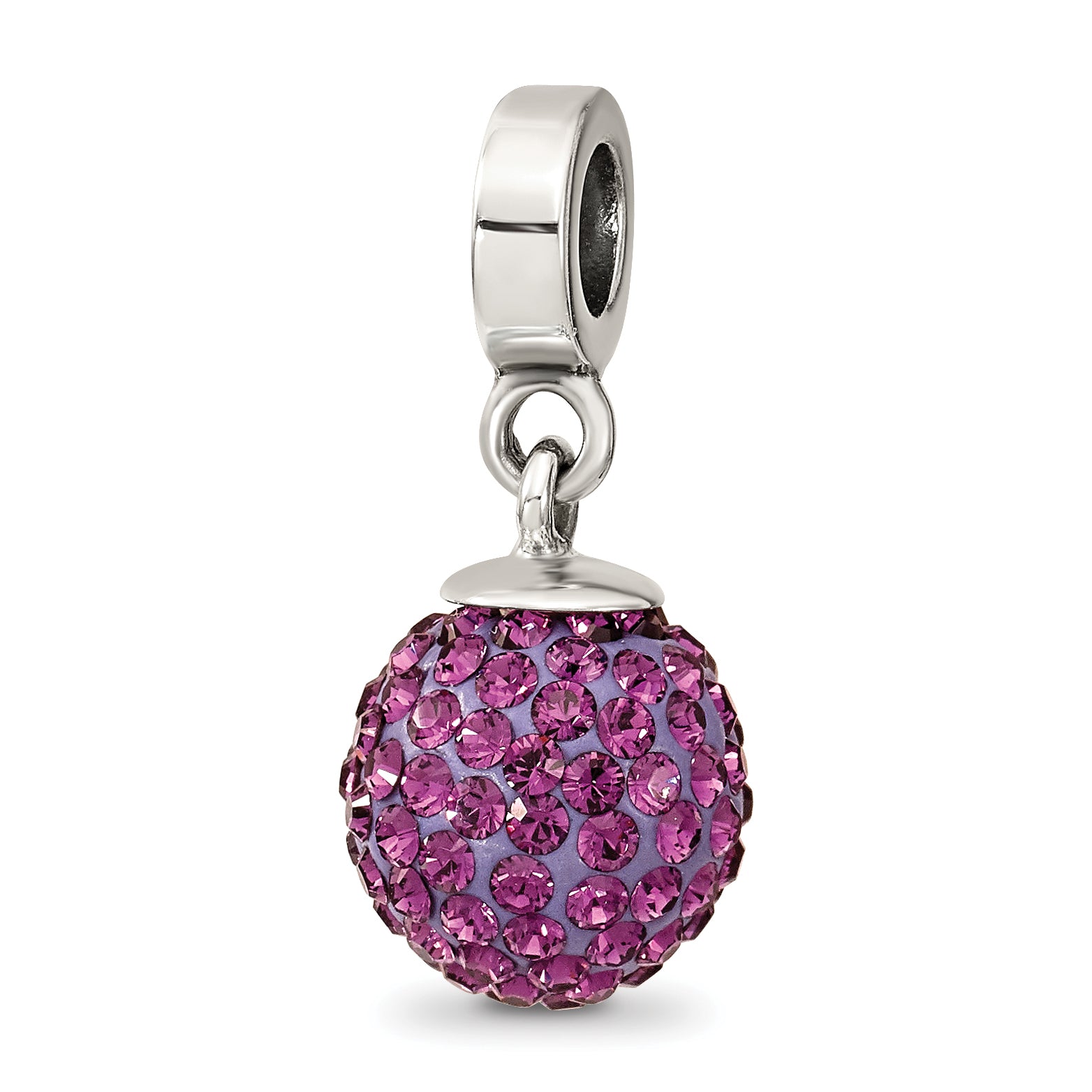 Sterling Silver Reflections Feb Preciosa Crystal Ball Dangle Bead Main image