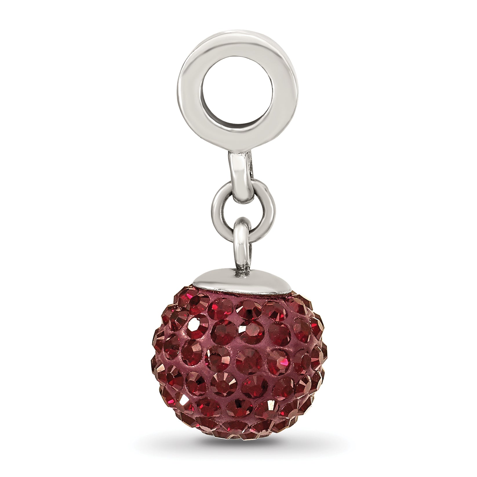 Sterling Silver 925 Crystal Ball Dangle Bead with Red Preciosa Charm Secondary image