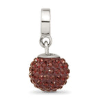 Sterling Silver 925 Crystal Ball Dangle Bead with Red Preciosa Charm