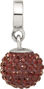 Sterling Silver 925 Crystal Ball Dangle Bead with Red Preciosa Charm