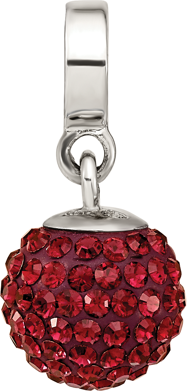 Sterling Silver 925 Red Crystal Dangle Bead with Antiqued Finish Elegant Charm
