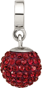 Sterling Silver 925 Red Crystal Dangle Bead with Antiqued Finish Elegant Charm