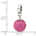 Sterling Silver Pink Crystal Dangle Bead with Antiqued Finish for Charm Bracelets