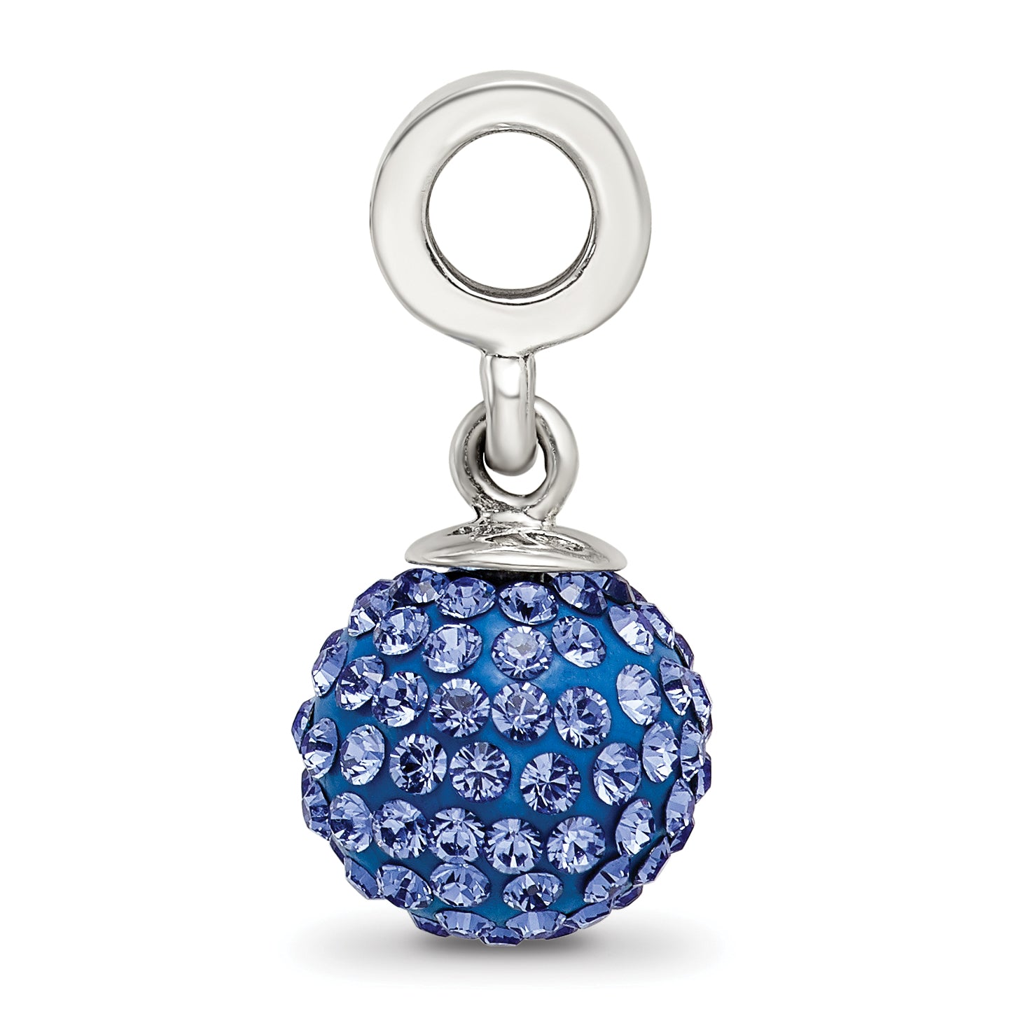 Sophia Jewelers Sterling Silver Crystal Ball Dangle Bead with Blue Preciosa Stones Secondary image